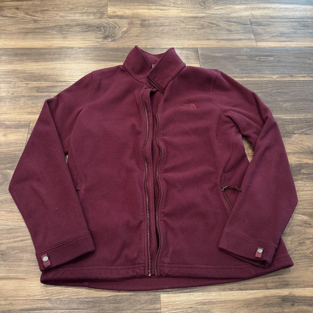 The North Face Jacket Womens Large Burgundy Red Fleece Broken Zip Pockets Outdoo